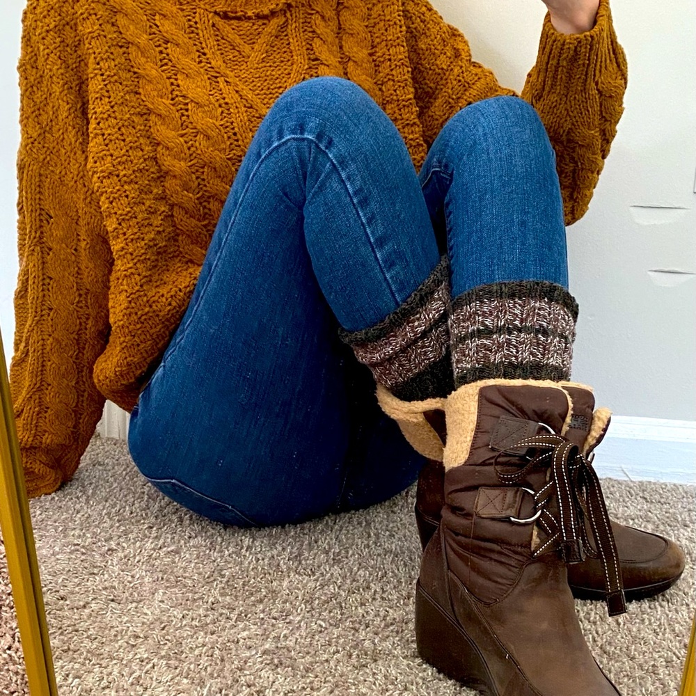 Knit Boot Socks Merino Wool Blend Set of 2 Pairs